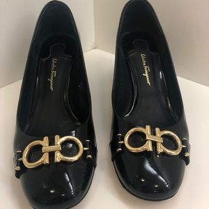 Ferragamo Black Patent Leather Pumps